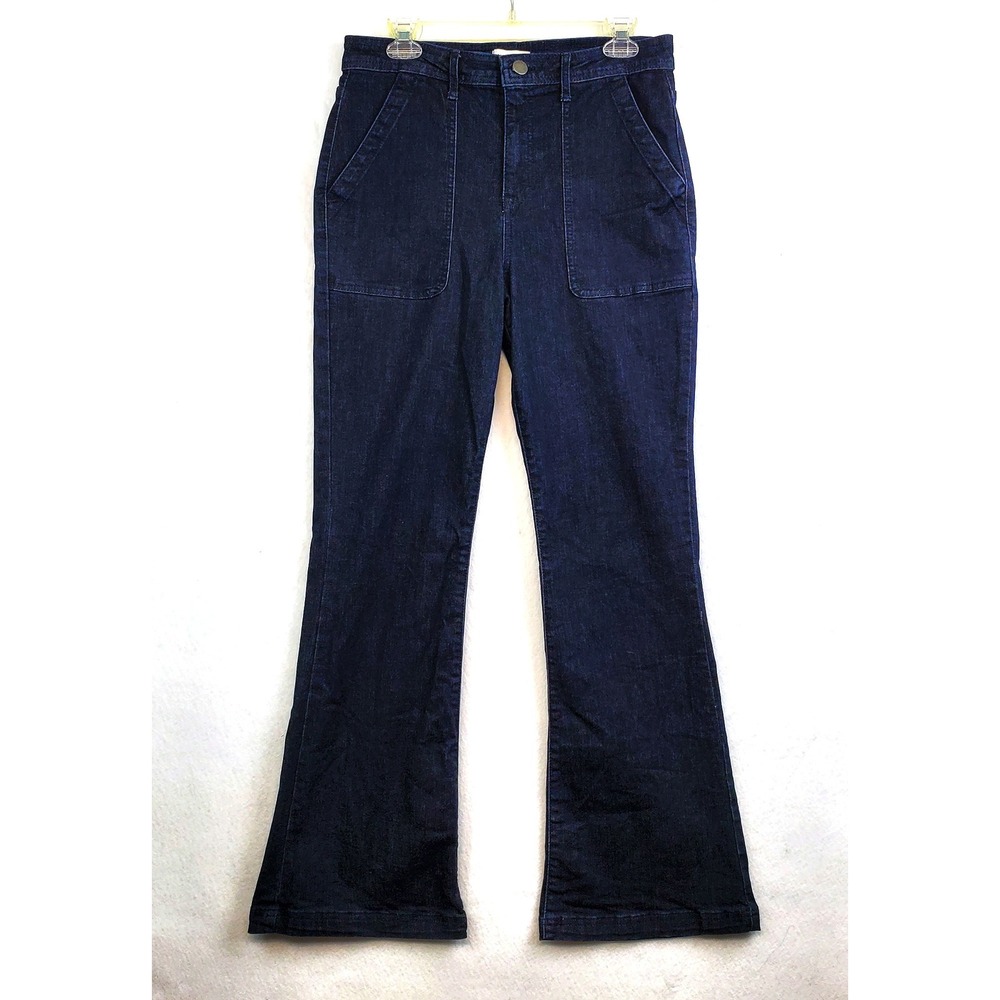 Knox Rose Flare Jeans Dark Wash High Rise Patch Pockets Women's Size 10